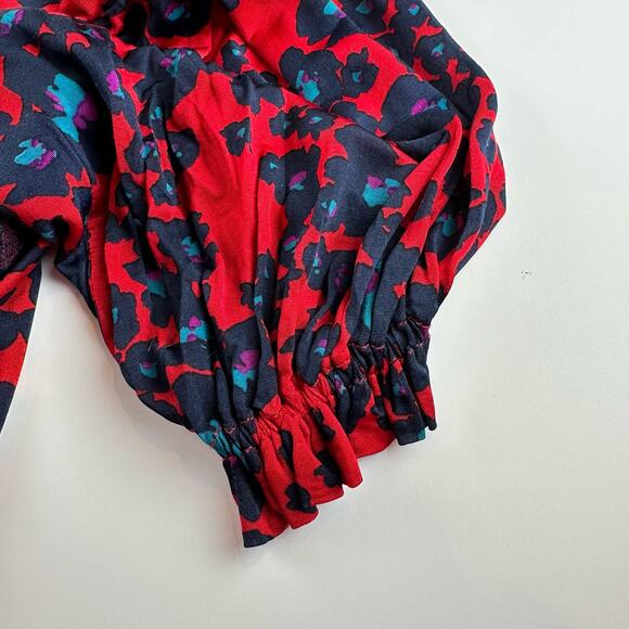 Free People Merlot Combo Love Letter Red & Blue Floral Size Small - Picture 14 of 16